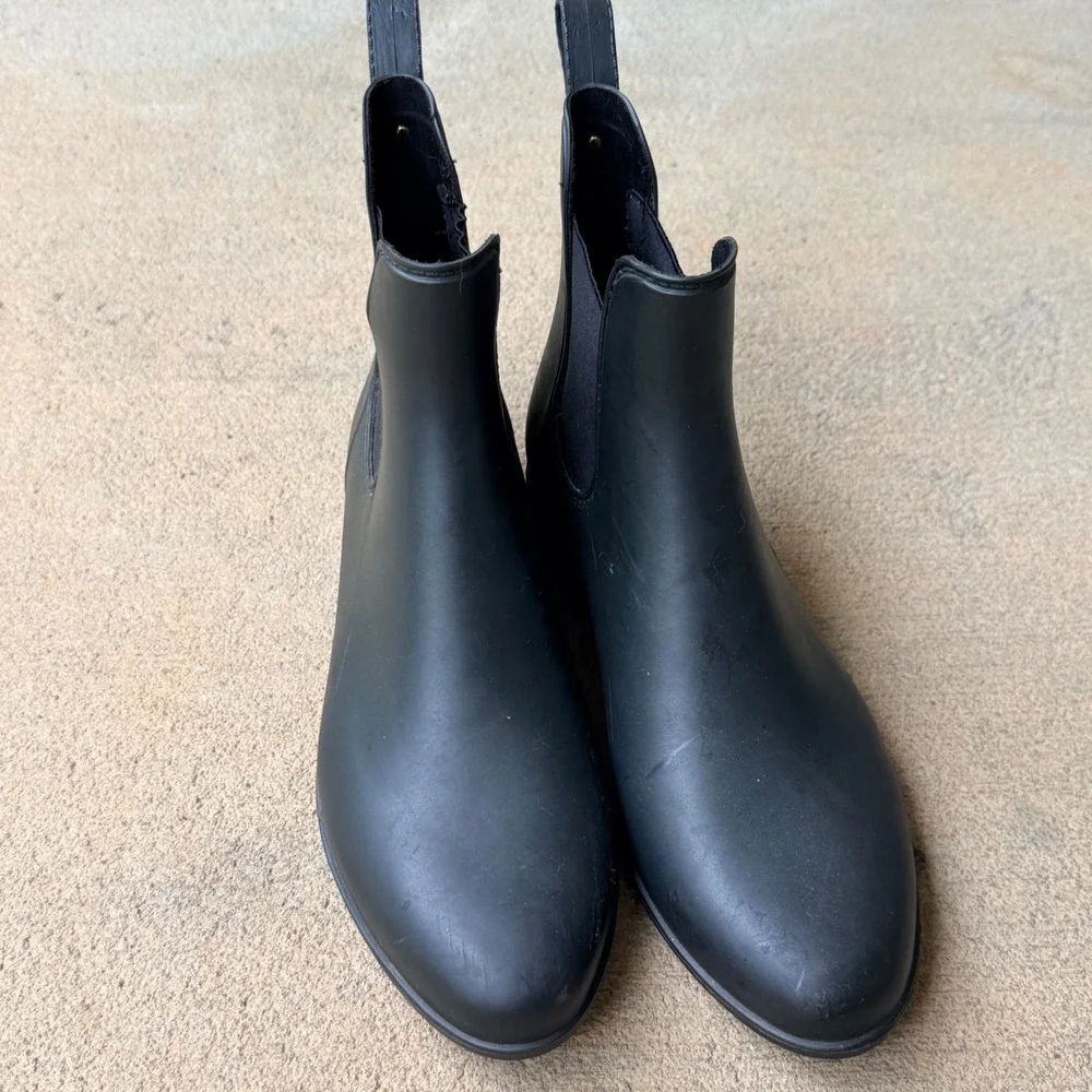 Sam Edelman Tinsley Matte Black Chelsea Ankle Rain Boots Womens 9 Waterproof
